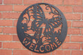 Welcome  Sign - Butterfly Metal Wall Art Black | 60cm