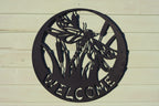 Welcome Sign - Dragonfly Metal Wall Art Black | 60cm