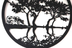Cow by the Water Metal Wall Art Black | Round | 60cm