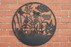Wild Meadow Metal Wall Art – Black | 60cm