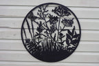 Wild Meadow Metal Wall Art – Black | 60cm