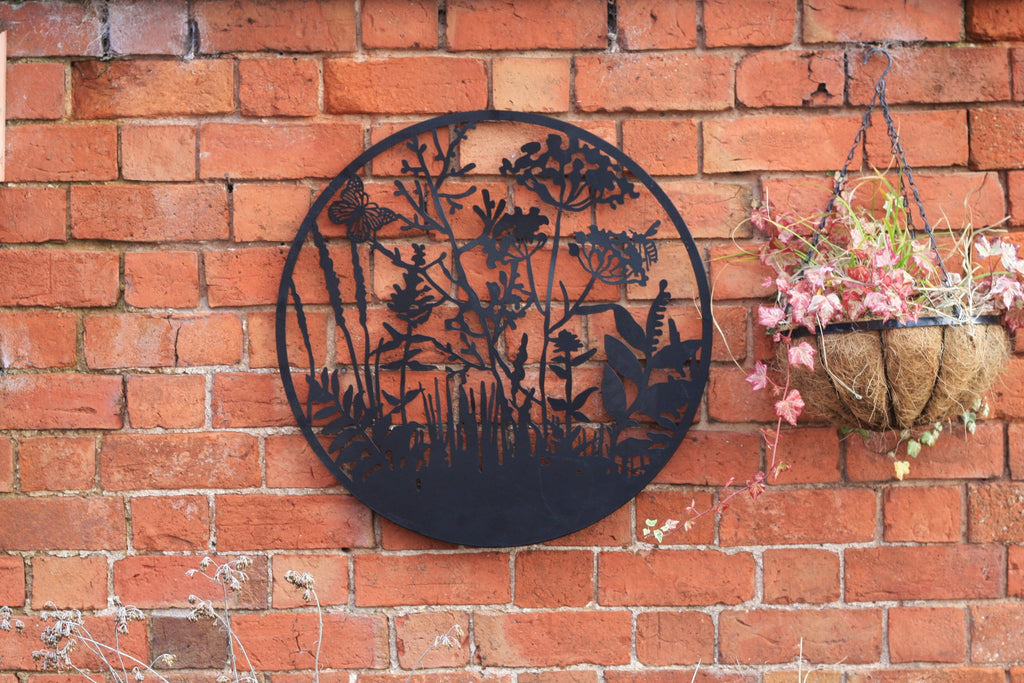 Wild Meadow Metal Wall Art – Black | 60cm
