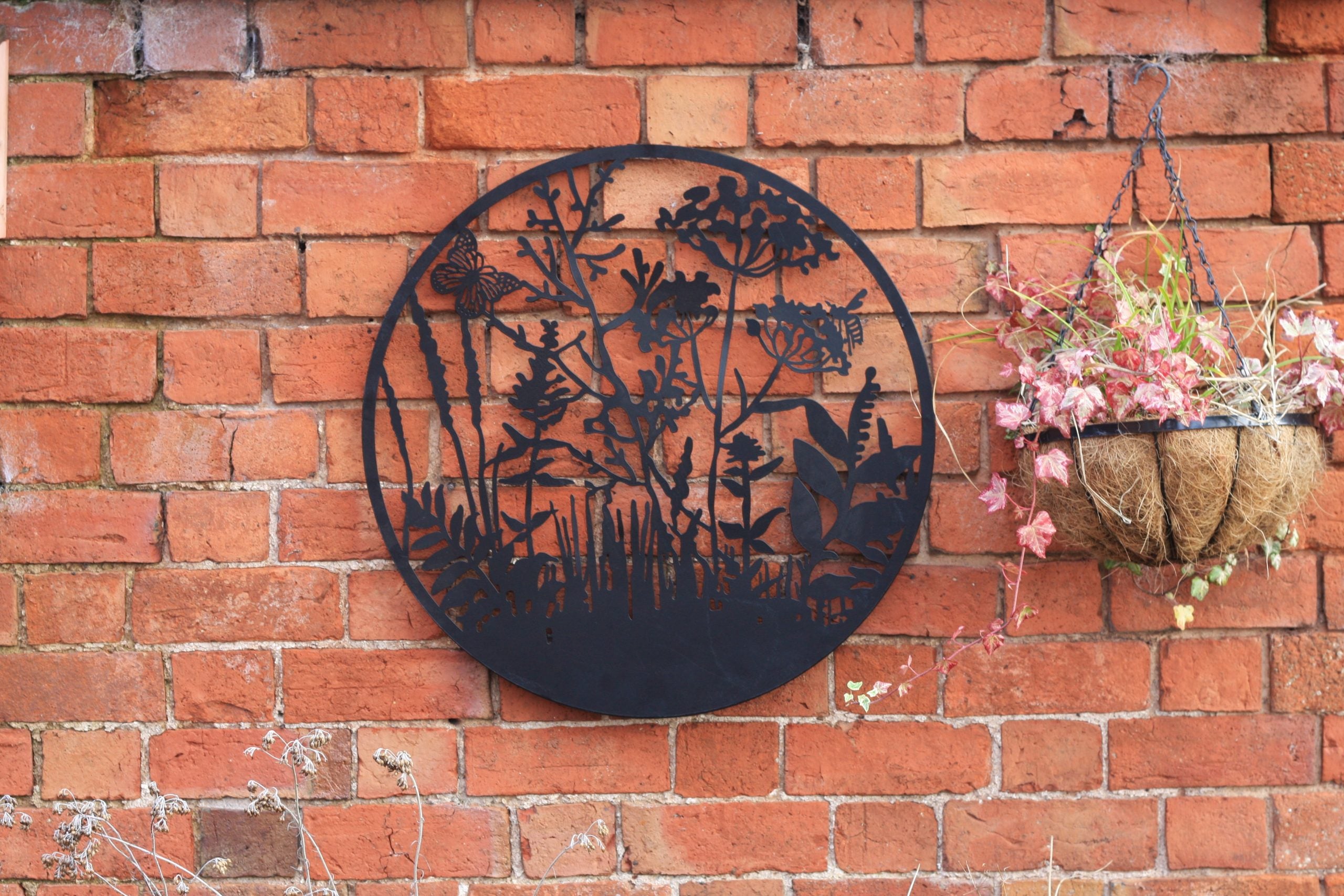 Wild Meadow Metal Wall Art – Black | 60cm