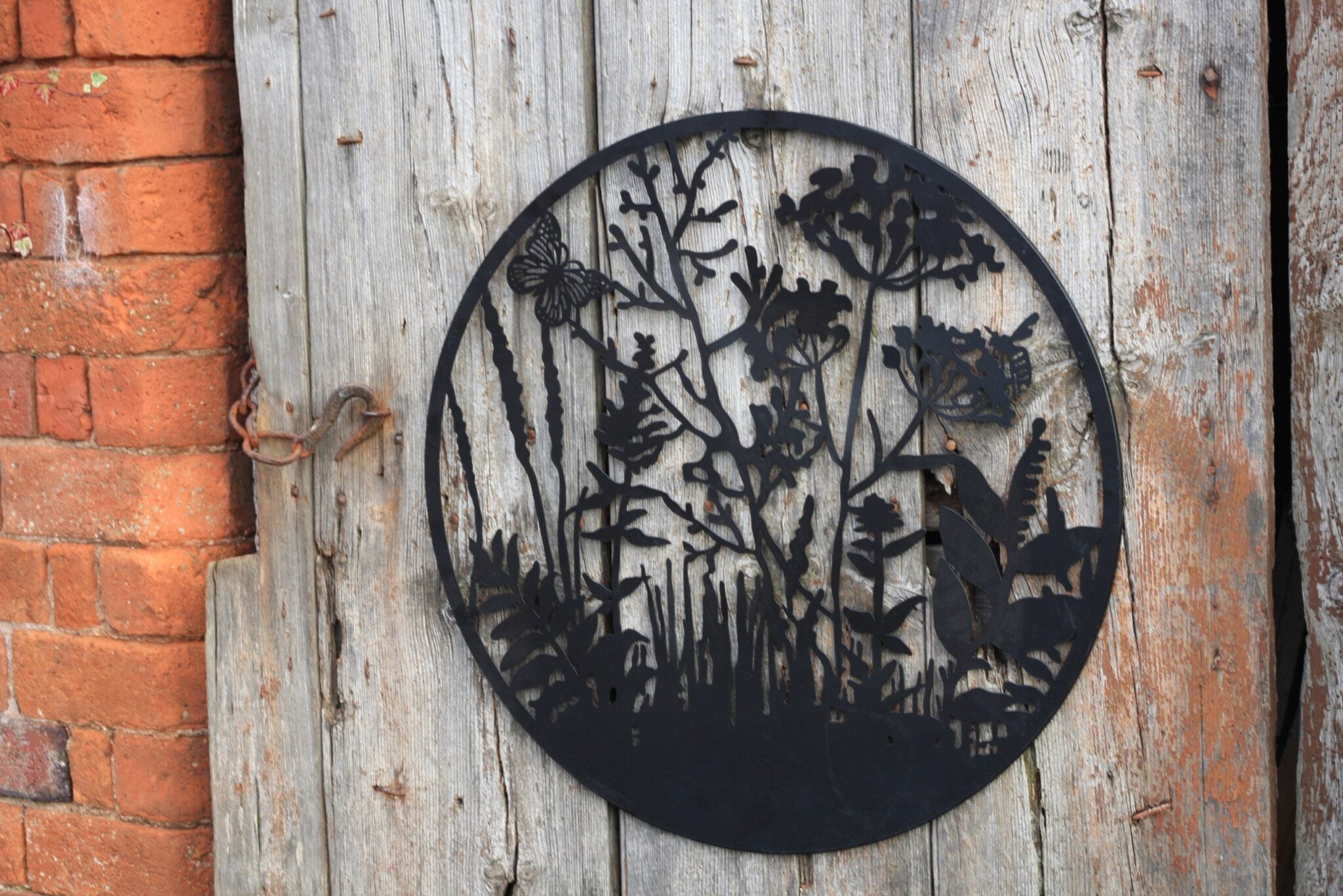 Wild Meadow Metal Wall Art – Black | 60cm