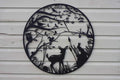 Baby Deer Woodland Scene — 60cm Steel Wall Art
