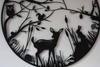 Baby Deer Woodland Scene — 60cm Steel Wall Art