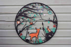 Baby Deer Woodland Scene — 60cm Steel Wall Art