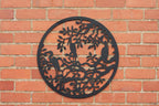Herons on Branch Metal Wall Art Black | 60cm