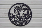 Herons on Branch Metal Wall Art Black | 60cm