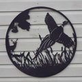Pheasant in Flight Metal Wall Art Black | 60cm