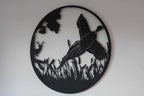 Pheasant in Flight Metal Wall Art Black | 60cm