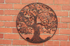 Squirrels in Tree of Life Metal Wall Art Black | 60cm