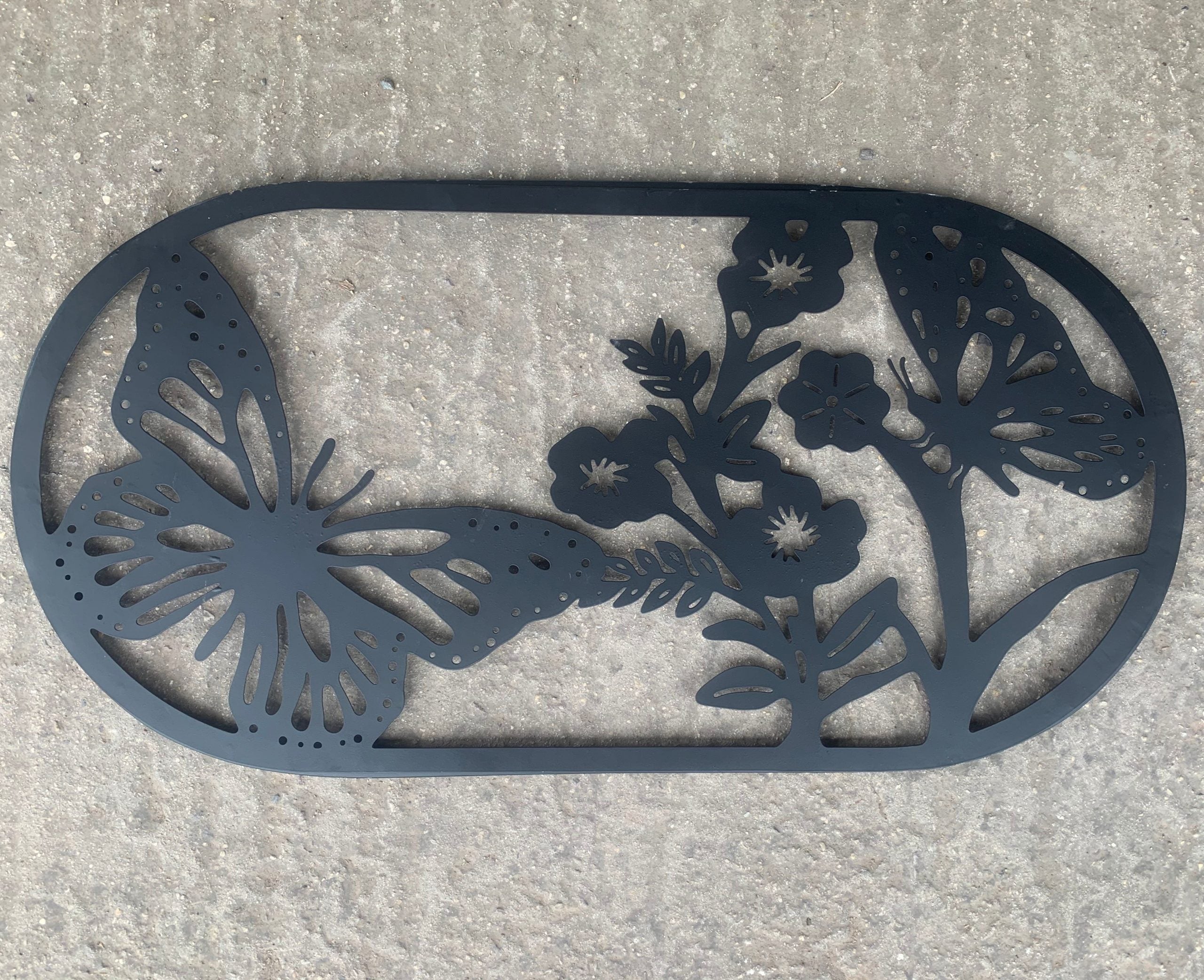 Butterfly Steel Wall Art Black | Oval 70 x 35cm
