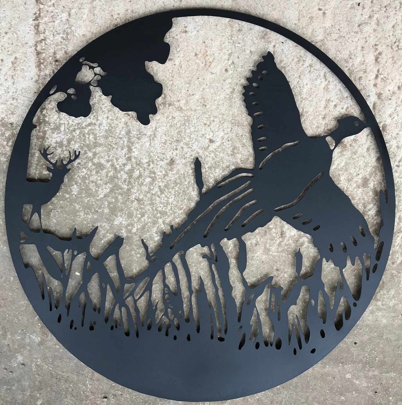 Pheasant in Flight Metal Wall Art Black | 60cm