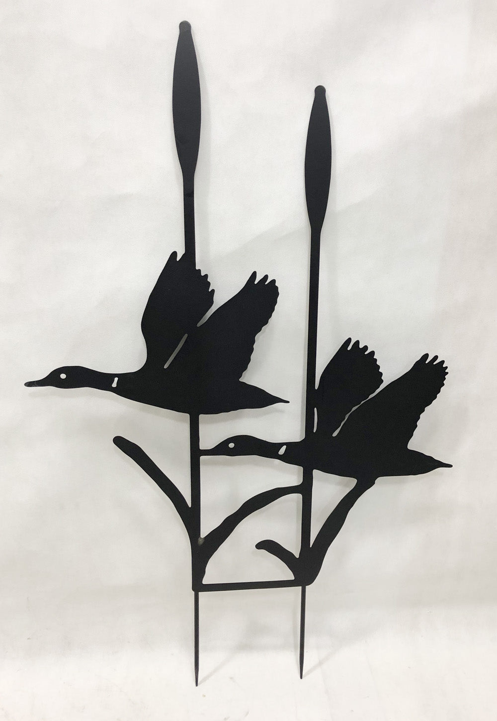 Metal Garden Art Flying Ducks Stake | Black Laser Cut Steel Garden Decoration