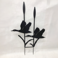 Metal Garden Art Flying Ducks Stake | Black Laser Cut Steel Garden Decoration
