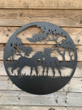Two Foals in Trees Metal Wall Art Black | 80cm