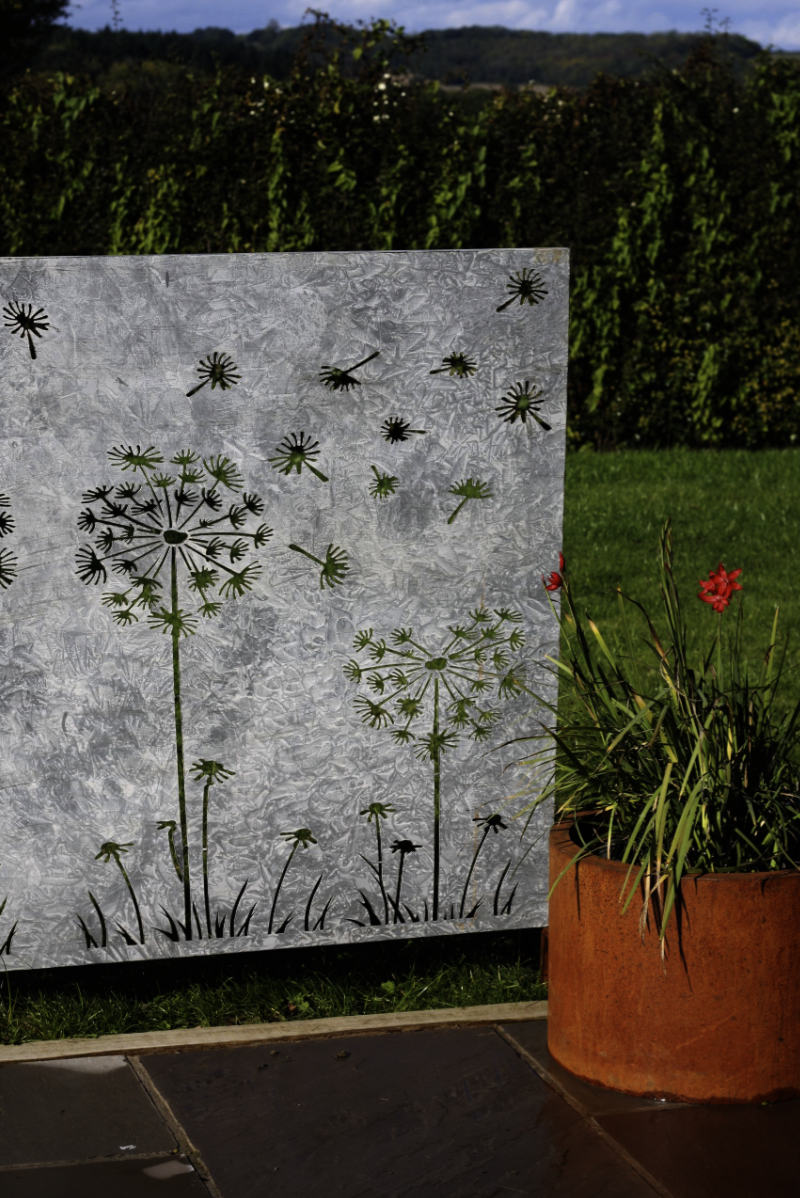 Antique Grey XL Steel Garden Panel Privacy Screen | 180x120cm