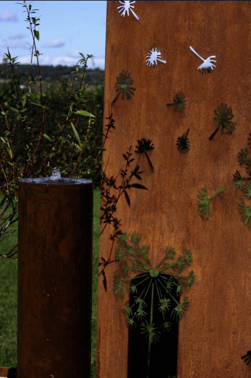 Rustic Steel Dandelion Garden Screen Panel | 90 x 180cm