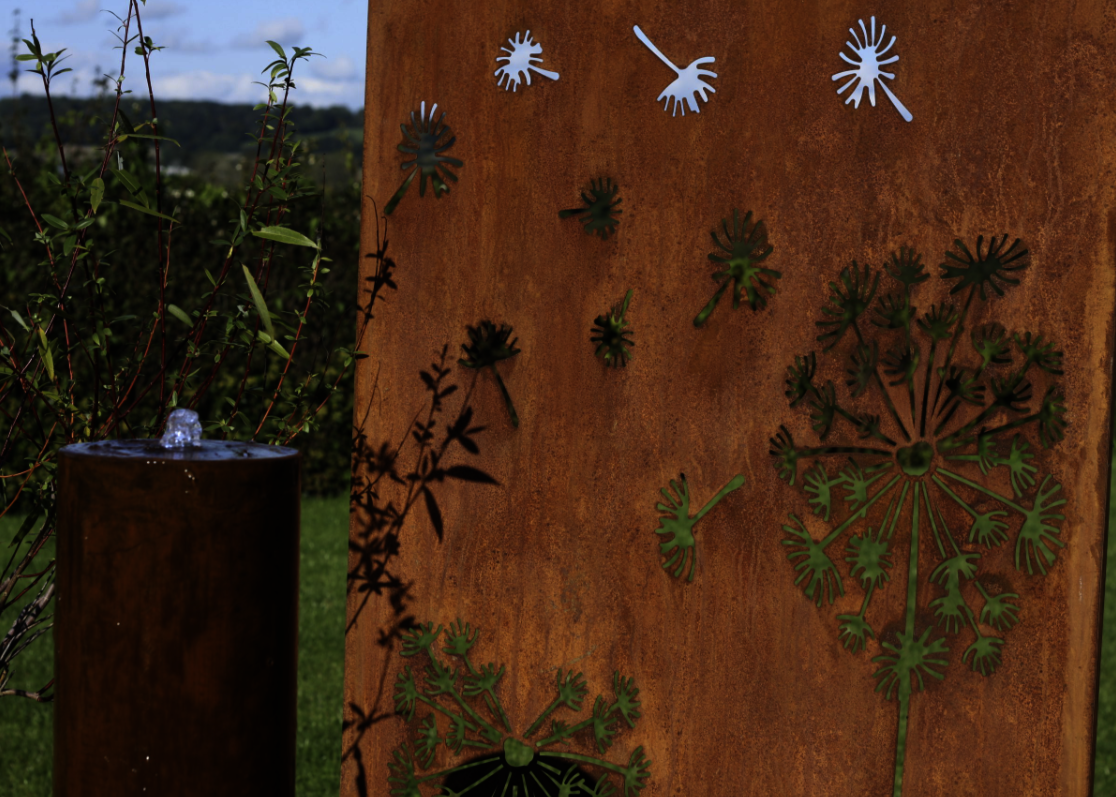Rustic Steel Dandelion Garden Screen Panel | 90 x 180cm