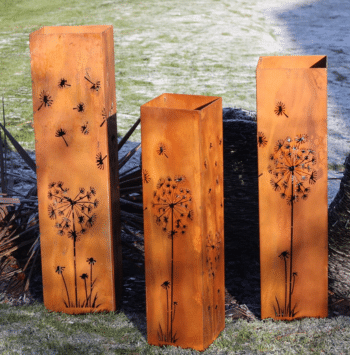 Corten Dandelion Columns | Set of 3