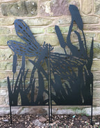 Dragonfly Panel Screen | Rustic Steel Garden Screen, Set of 2