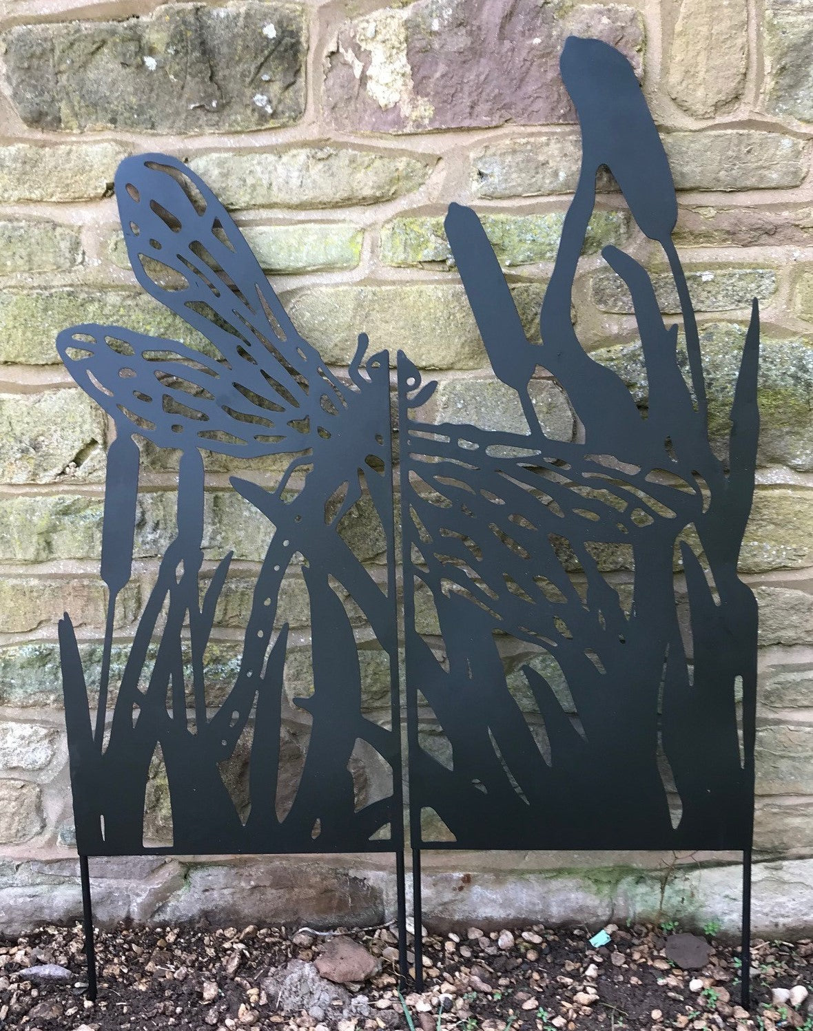 Dragonfly Panel Screen | Rustic Steel Garden Screen, Set of 2