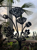 Metal Poppy Plant Support & Marker | Steel Garden Stake