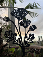 Metal Poppy Plant Support & Marker | Steel Garden Stake