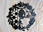 Floral Bee & Hive Metal Wall Art | 50cm