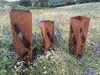 Corten Fern Leaf Columns | Set of 3