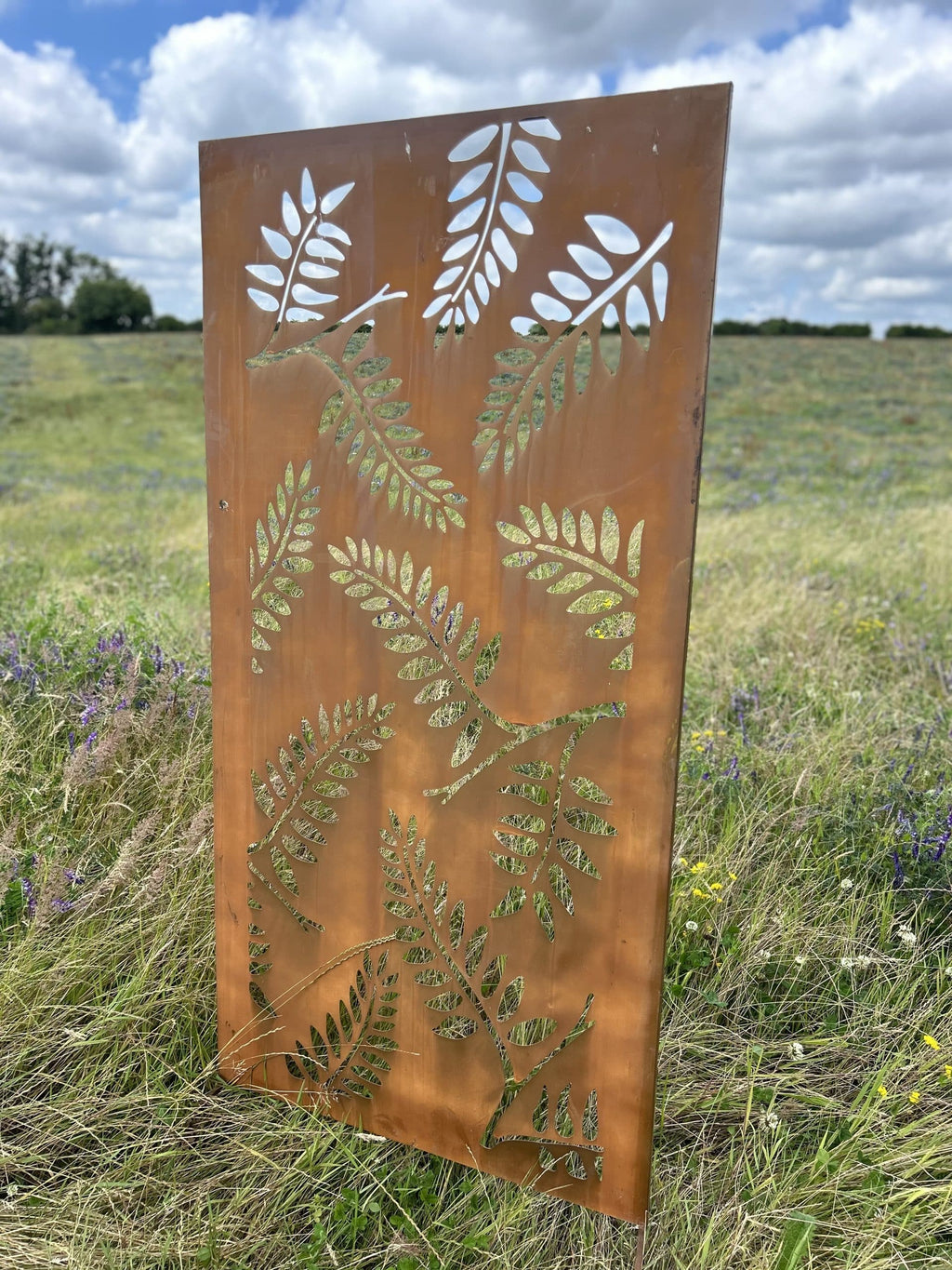 Rustic Steel Fern Garden Screen Panel | 90 x 180cm