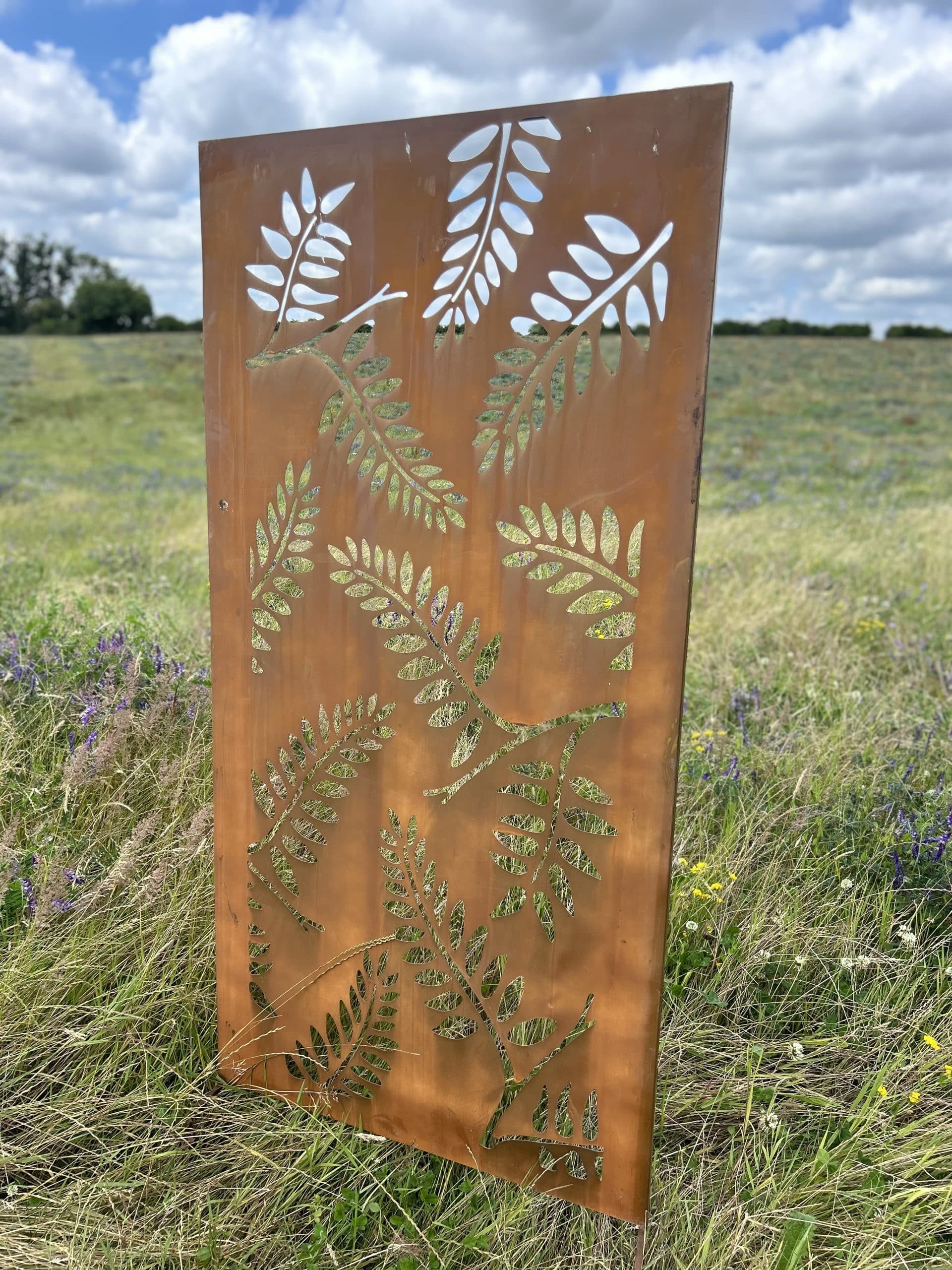 Rustic Steel Fern Garden Screen Panel | 90 x 180cm