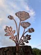Metal Poppy Plant Support & Marker | Steel Garden Stake
