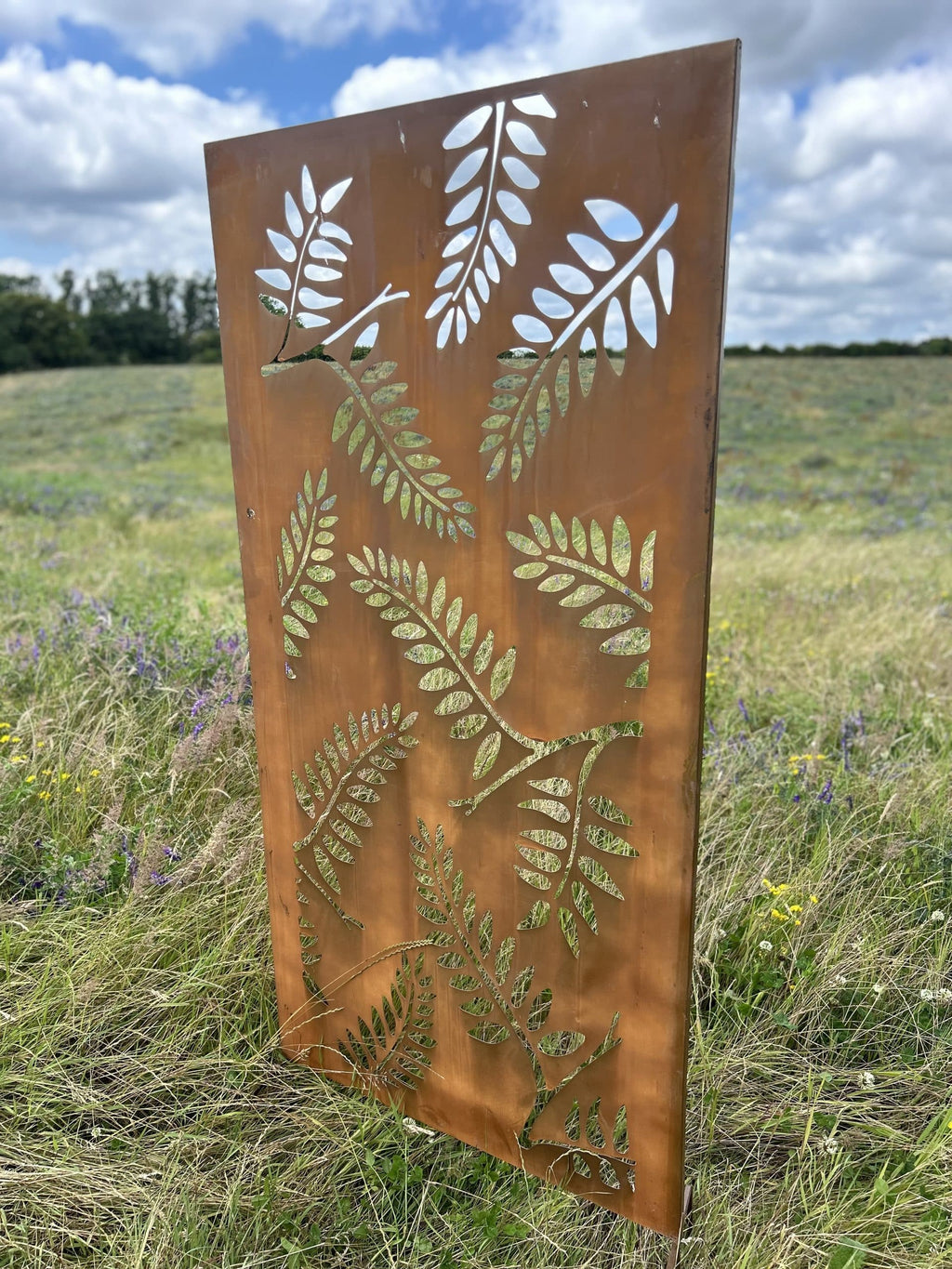 Rustic Steel Fern Garden Screen Panel | 90 x 180cm