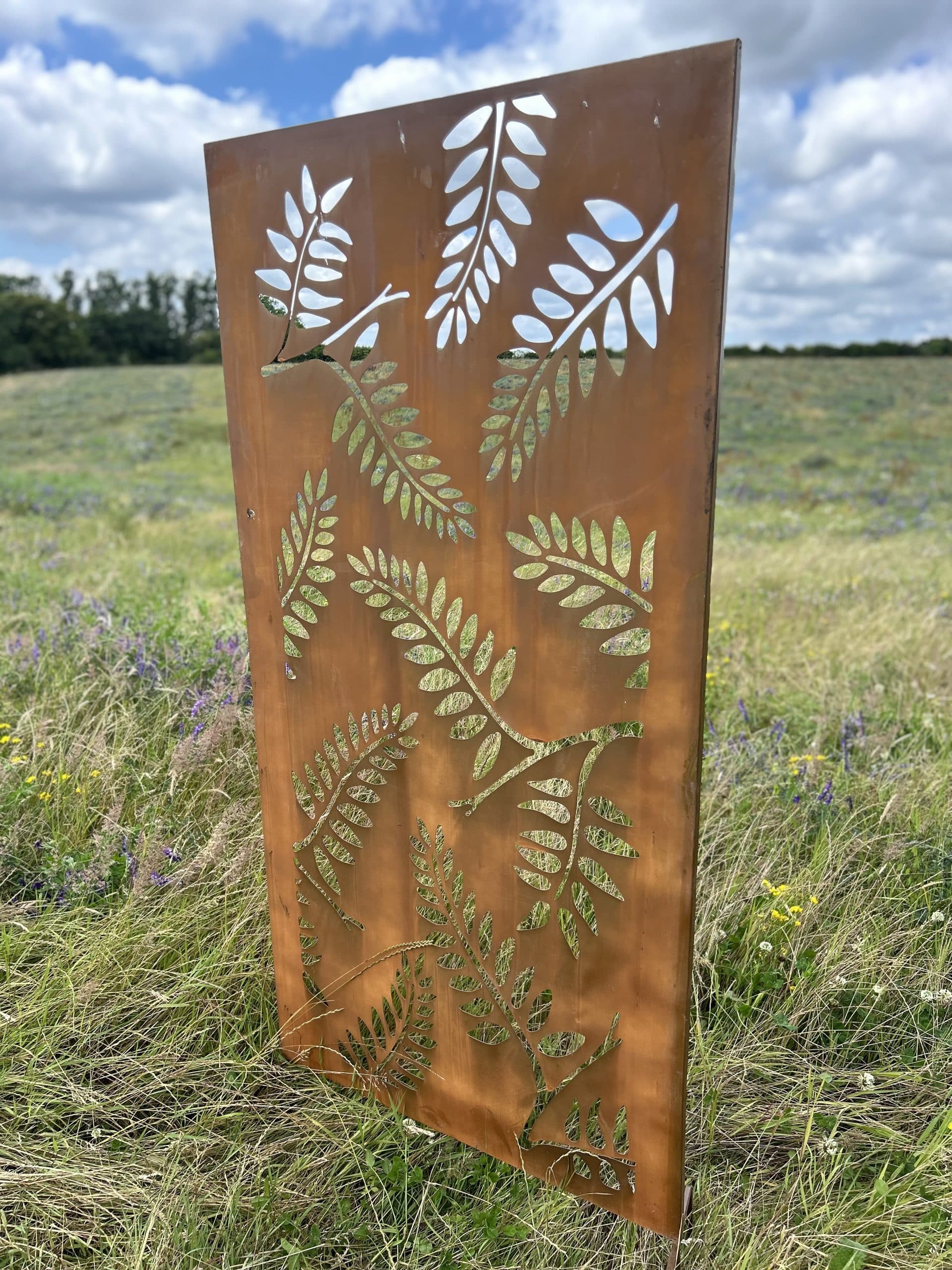 Rustic Steel Fern Garden Screen Panel | 90 x 180cm