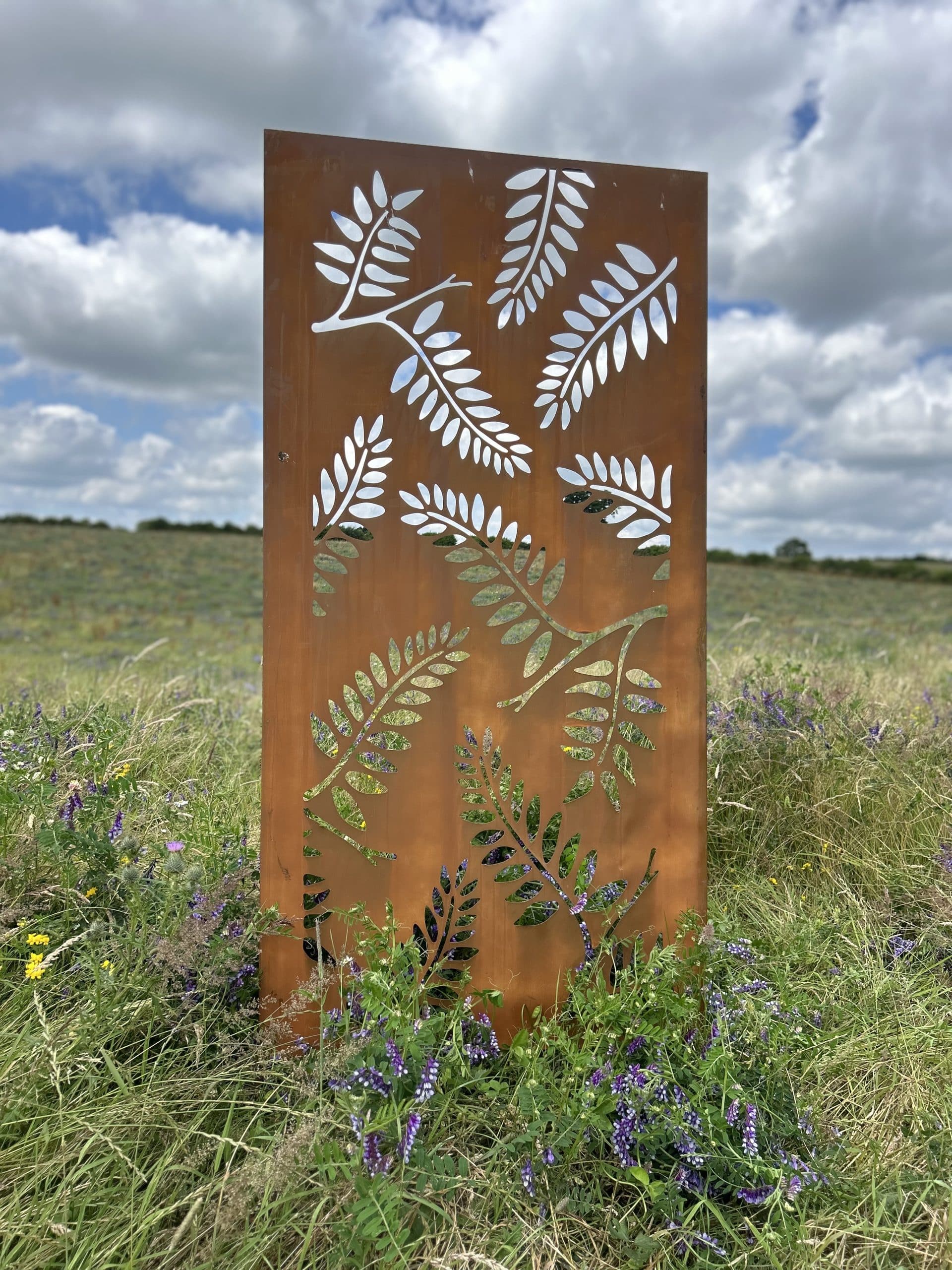 Rustic Steel Fern Garden Screen Panel | 90 x 180cm