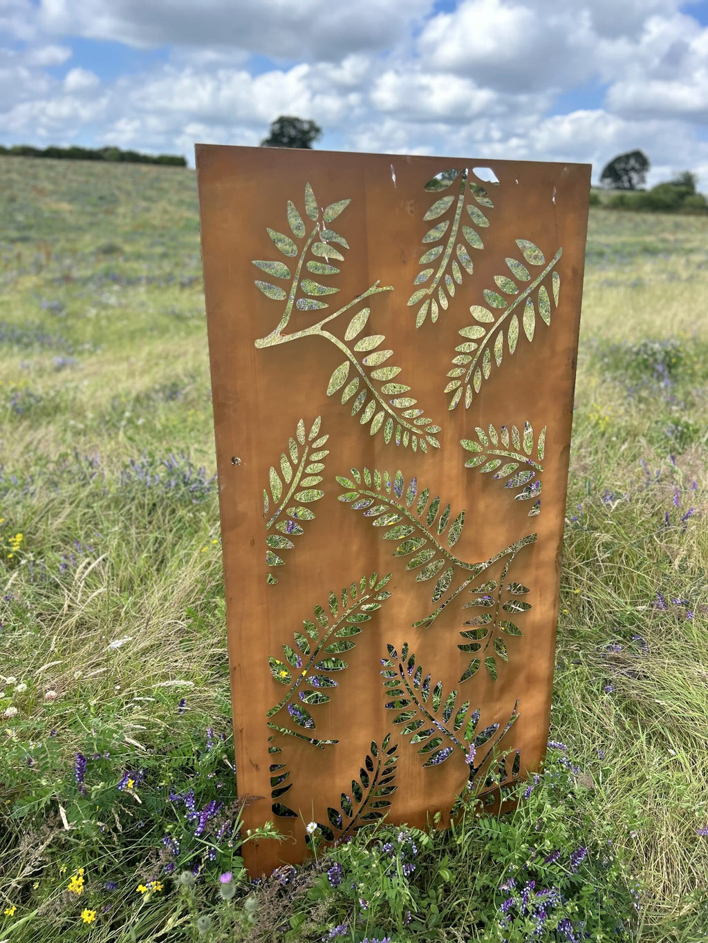 Rustic Steel Fern Garden Screen Panel | 90 x 180cm