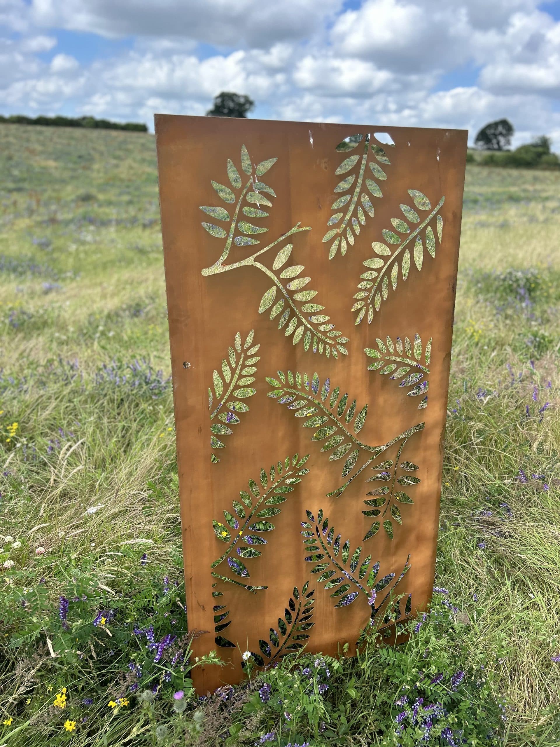 Rustic Steel Fern Garden Screen Panel | 90 x 180cm