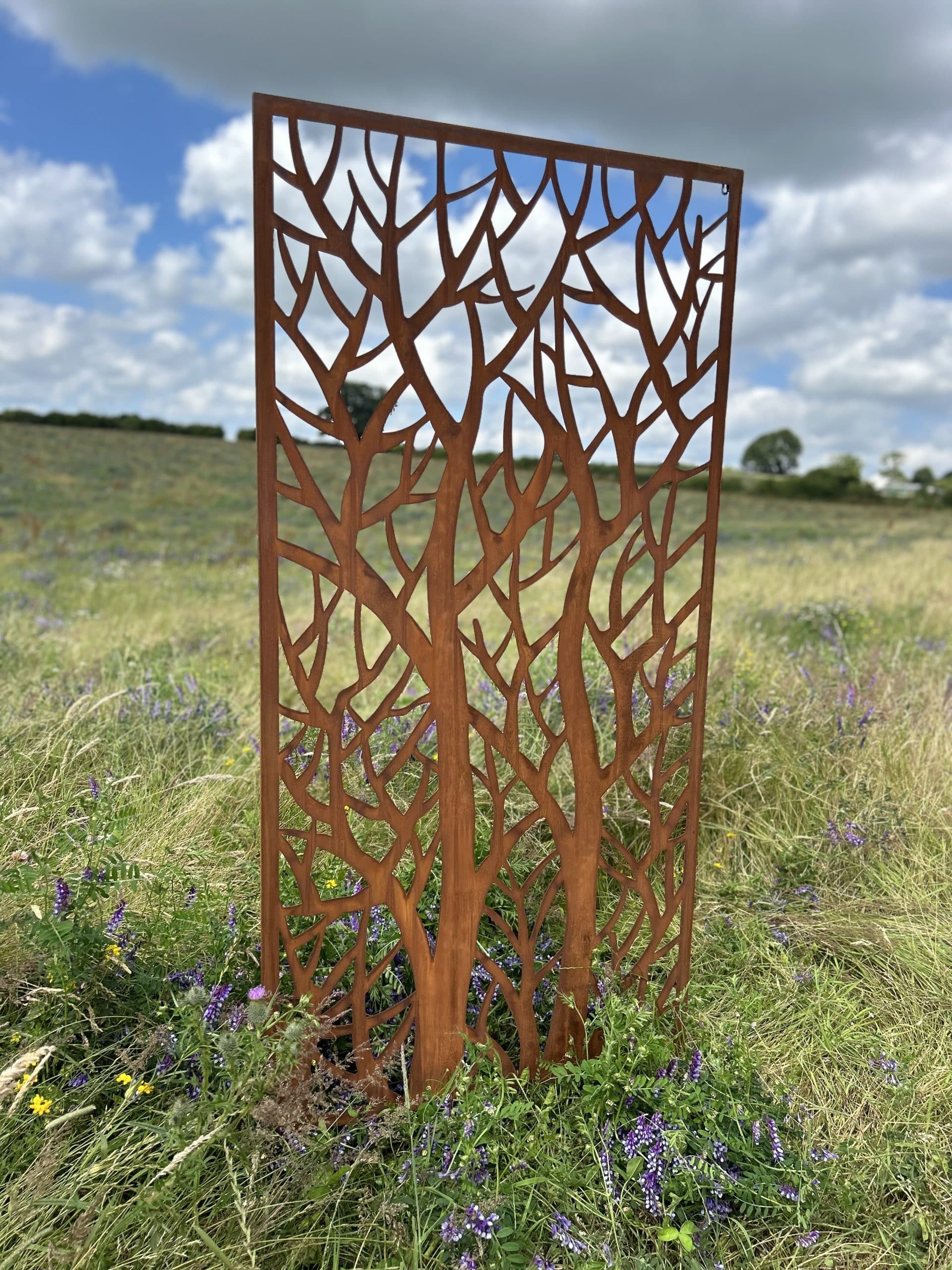 Rustic Steel Branches Garden Screen Panel | 90 x 180cm