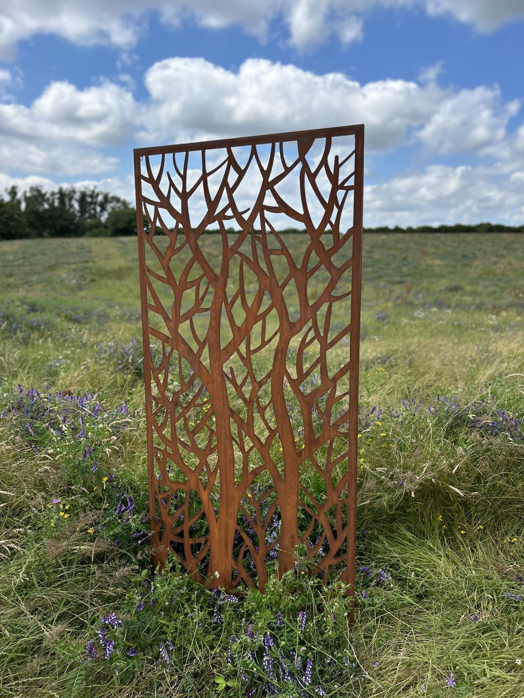 Rustic Steel Branches Garden Screen Panel | 90 x 180cm