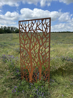 Rustic Steel Branches Garden Screen Panel | 90 x 180cm