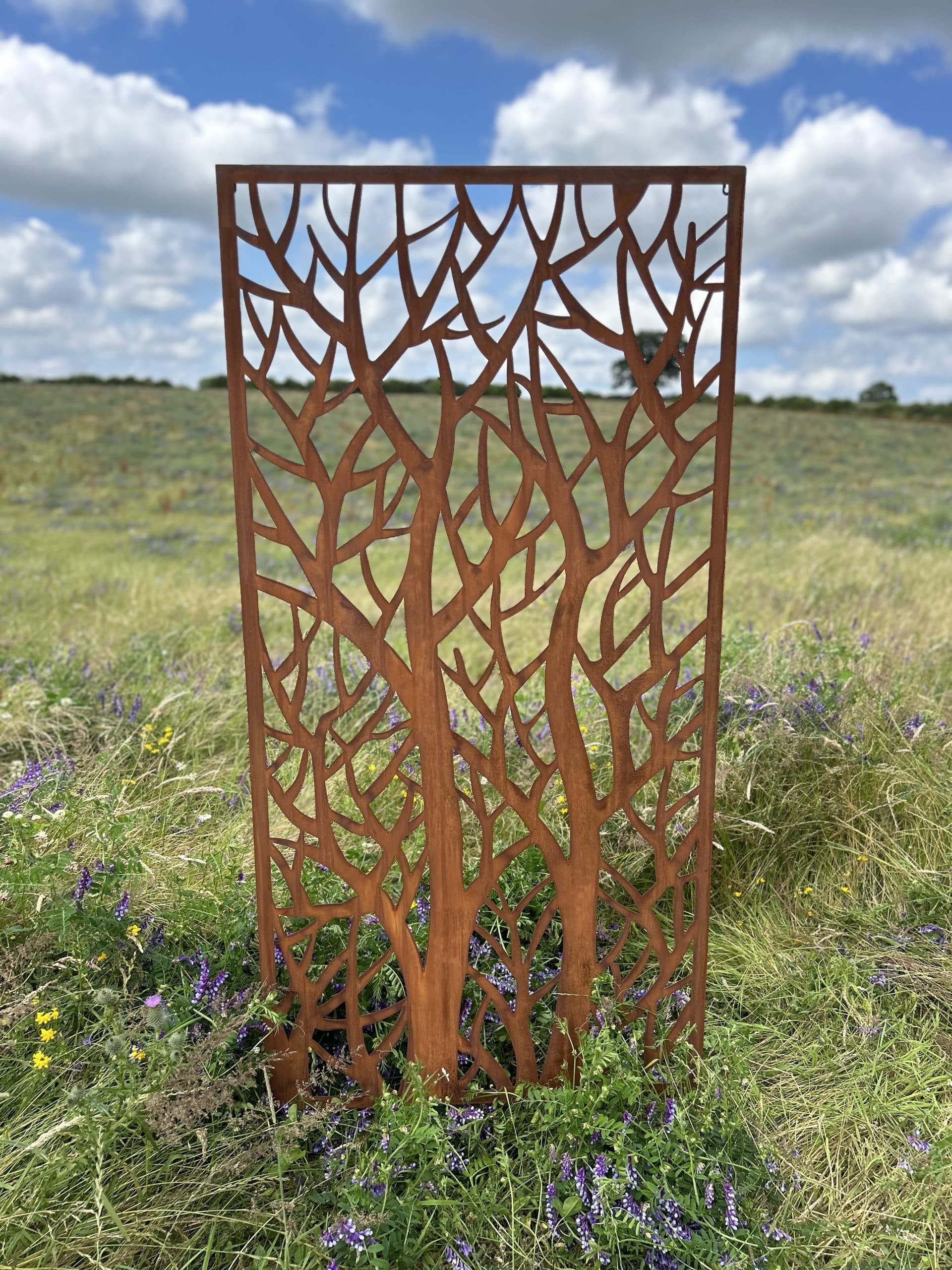 Rustic Steel Branches Garden Screen Panel | 90 x 180cm