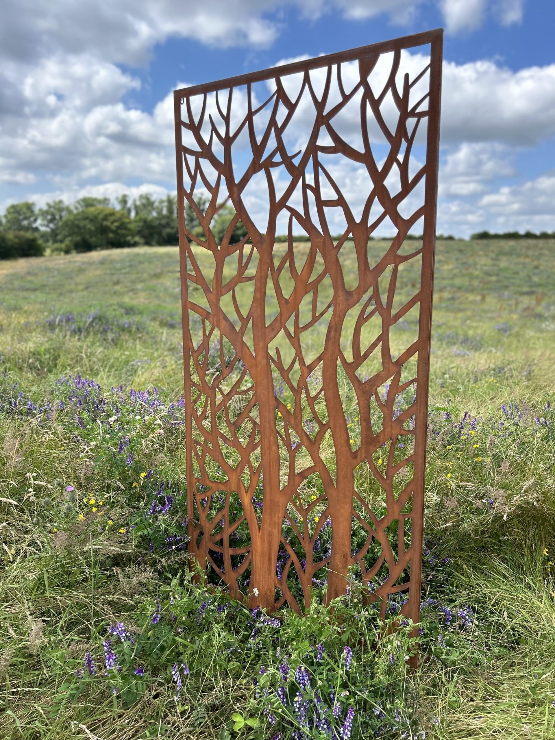 Rustic Steel Branches Garden Screen Panel | 90 x 180cm