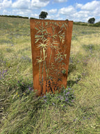 Rustic Steel Bamboo Garden Screen Panel | 90 x 180cm