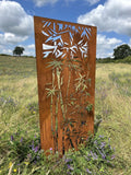Rustic Steel Bamboo Garden Screen Panel | 90 x 180cm