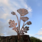 Metal Poppy Plant Support & Marker | Steel Garden Stake